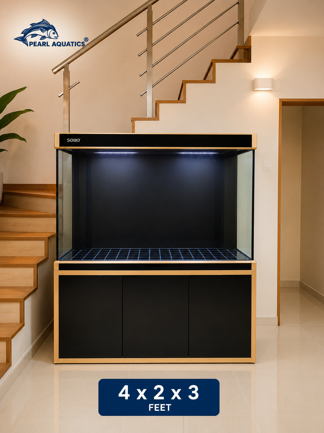 SOBO 4x2x3 Aquarium Tank Black Gold with sump tank
