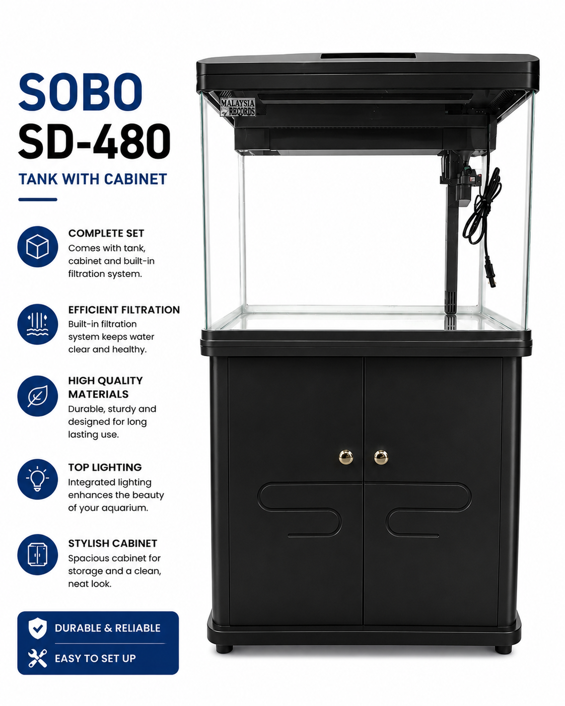 SOBO 45 Litres Aquarium with Cabinet Complete Set - Image 3